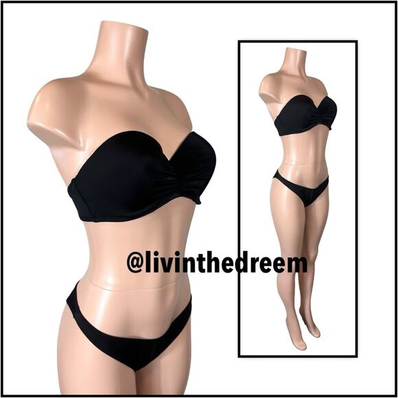 VICTORIA'S SECRET SWIM Bandeau Bikini Top 36D and Skimpy Bottoms M $120 - Picture 8 of 13